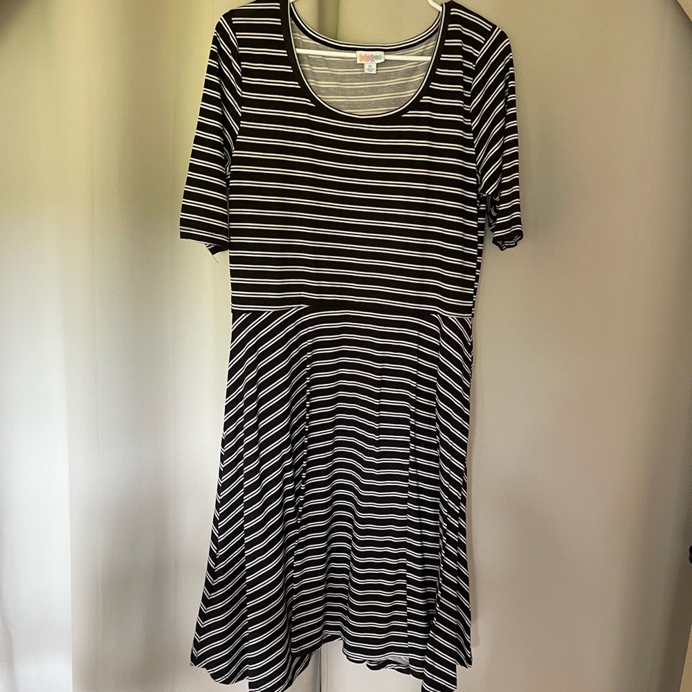 LuLaRoe Black and White Striped Dress